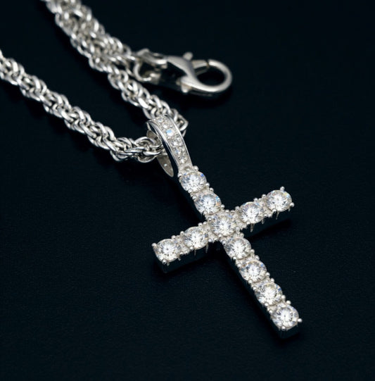 Iced Cross Pendant Chain